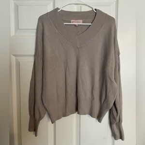 Philosophy Taupe V-Neck Crop Sweater Size XL